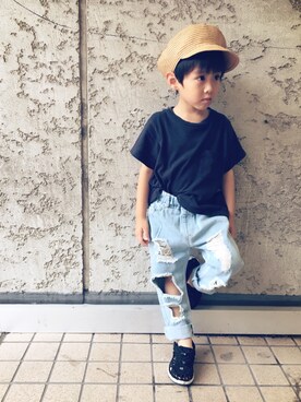 「アイテム（キャスケット）」を使った、Saku＊Sakoさん（キッズ・100cm）の夏コーディネート
