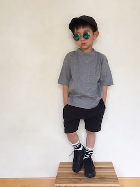 「FITH（フィス）のアイテム（キャップ）」を使った、Saku＊Sakoさん（キッズ・100cm）の夏コーディネート
