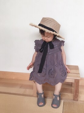 「PEEP ZOOMのアイテム（サンダル）」を使った、Saku＊Sakoさん（キッズ・70cm）の夏コーディネート