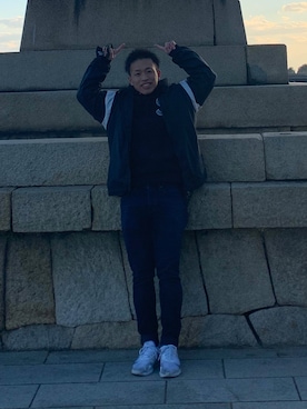 「NIKE（ナイキ）のアイテム（マウンテンパーカー）」を使った、みどまるこ@相互フォローさん（メンズ・165cm）の冬コーディネート