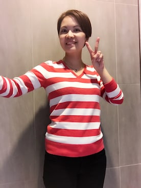 「ESPRIT（エスプリ）のアイテム（スウェット）」を使った、Sandy Kaoさん（レディース・157cm）の冬コーディネート