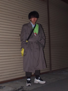 「アイテム（ボディバッグ/ウエストポーチ、イエロー系）」を使った、ｳｴｷさん（メンズ・173cm）の春コーディネート