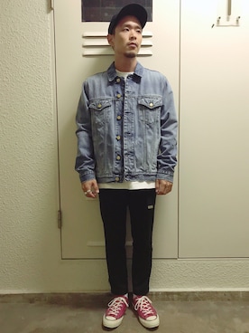 「Carhartt WIP（カーハートダブリューアイピー）のアイテム（デニムジャケット）」を使った、BK201さん（メンズ・161cm）の秋コーディネート
