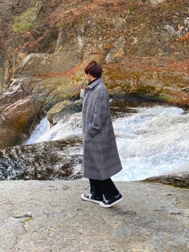 「CASPER JOHN」｜「アイテム（ステンカラーコート）」を使った、NFさん（メンズ・167cm）の冬コーディネート