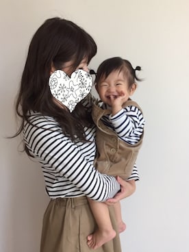 「無印良品（ムジルシリョウヒン）のアイテム（サロペット/オーバーオール）」を使った、yuinobuさん（キッズ・70cm）の秋コーディネート
