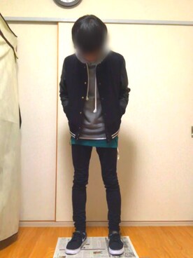 「RAGEBLUE（レイジブルー）のアイテム（スタジャン）」を使った、Ryosuke Fujiiさん（メンズ・165cm）の春コーディネート