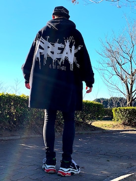 「Moonage Devilment（ムーンエイジデビルメント）のアイテム（トップス）」を使った、jさん（メンズ・172cm）の冬コーディネート