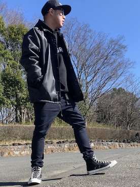 「Moonage Devilment（ムーンエイジデビルメント）のアイテム（シューズ）」を使った、jさん（メンズ・172cm）の冬コーディネート