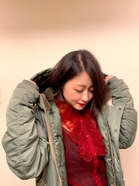 「透けトップス」｜「アイテム（ジャケット/アウター）」を使った、彩馨 ぴのぴのさん（レディース・163cm）の冬コーディネート