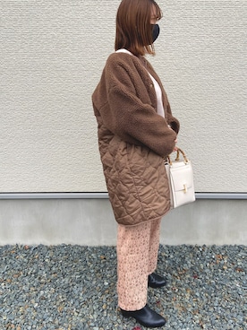 「ボア」｜「アイテム（ブーティ）」を使った、𝑎𝑜𝑖 さん（レディース・160cm）の秋コーディネート