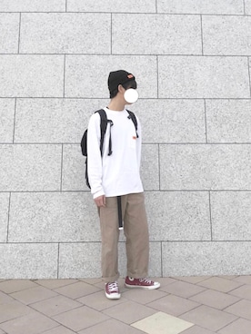 「BURTON（バートン）のアイテム（バックパック/リュック）」を使った、Rikuさん（メンズ・174cm）の春コーディネート