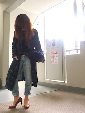 「copine（コピン）のアイテム（その他アウター）」を使った、ゆかり🍎さん（レディース・152cm）の春コーディネート