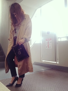 「Ungrid（アングリッド）のインディゴフレイドヘムストスリ（デニムパンツ）」を使った、ゆかり🍎さん（レディース・152cm）の春コーディネート