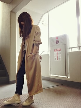 「ドラフトアングリッド」｜「アイテム（トレンチコート）」を使った、ゆかり🍎さん（レディース・152cm）の春コーディネート