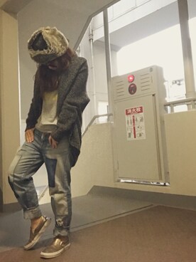 「masterkey（マスターキー）のアイテム（キャップ）」を使った、ゆかり🍎さん（レディース・152cm）の秋コーディネート