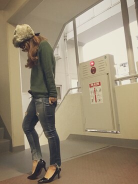 「masterkey（マスターキー）のアイテム（帽子）」を使った、ゆかり🍎さん（レディース・152cm）の秋コーディネート