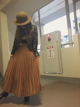 「ハット」｜「アイテム（ブーティ）」を使った、ゆかり🍎さん（レディース・152cm）の冬コーディネート