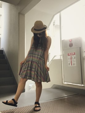 「Design Tshirts Store graniph（デザイン　ティーシャツ　ストア　グラニフ）のアイテム（チュニック）」を使った、ゆかり🍎さん（レディース・152cm）の夏コーディネート