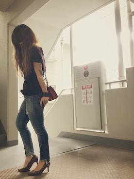 「Ungrid（アングリッド）のフレイドヘムストスリ（デニムパンツ）」を使った、ゆかり🍎さん（レディース・152cm）の秋コーディネート