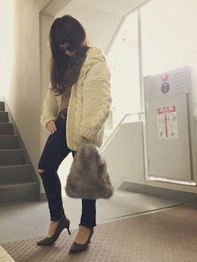 「TODAYFUL（トゥデイフル）のTODAYFUL(トゥディフル) ''Cable HandKnit Cardigan''ケーブルハンドニットカーディガン ／11820518（カーディガン/ボレロ）」を使った、ゆかり🍎さん（レディース・152cm）の冬コーディネート