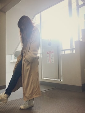 「Ungrid（アングリッド）のインディゴフレイドヘムストスリ（デニムパンツ）」を使った、ゆかり🍎さん（レディース・152cm）の春コーディネート