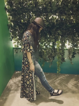 「Ungrid（アングリッド）のフレイドヘムストスリ（デニムパンツ）」を使った、ゆかり🍎さん（レディース・152cm）の夏コーディネート