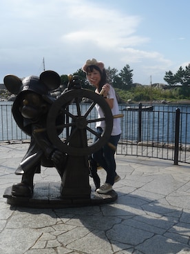 「Ungrid（アングリッド）のインディゴフレイドヘムストスリ（デニムパンツ）」を使った、ゆかり🍎さん（レディース・152cm）の秋コーディネート