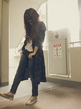 「copine（コピン）のアイテム（その他アウター）」を使った、ゆかり🍎さん（レディース・152cm）の秋コーディネート