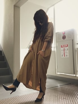 「Ungrid（アングリッド）のインディゴフレイドヘムストスリ（デニムパンツ）」を使った、ゆかり🍎さん（レディース・152cm）の秋コーディネート