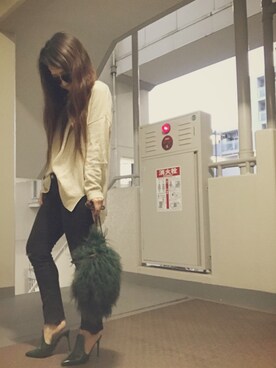 「Ameri（アメリ）のアイテム（ブーティ）」を使った、ゆかり🍎さん（レディース・152cm）の冬コーディネート