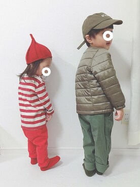 「ミカヅキモモコ（ミカヅキモモコ）のアイテム（帽子）」を使った、soo&aaaさん（キッズ・100cm）の秋コーディネート