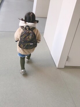 「アイテム（デニムスカート、ブルー系）」を使った、soo&aaaさん（キッズ・80cm）の冬コーディネート