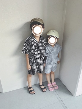 「handmade」｜「アイテム（キャップ）」を使った、soo&aaaさん（キッズ・110cm）の夏コーディネート
