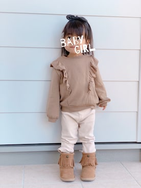 「アイテム（ブーツ）」を使った、tsumuさん（キッズ・80cm）の冬コーディネート