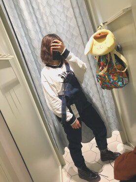 「stradivarius（ストラディバリウス）のアイテム（オールインワン・サロペット）」を使った、小甜心本人-さん（レディース・163cm）の秋コーディネート