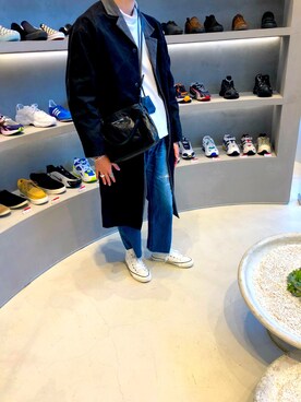 「SUNSEA（サンシー）のアイテム（ステンカラーコート）」を使った、kihayasuさん（メンズ・168cm）の冬コーディネート