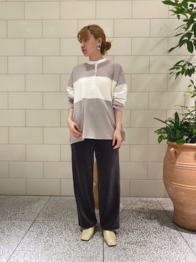 「ラガーシャツ」｜「アイテム（その他シューズ）」を使った、Maedaさん（レディース・156cm）の夏コーディネート