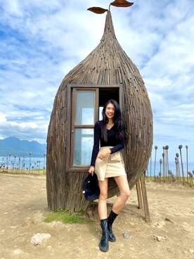 「chuu（チュー）のアイテム（その他トップス、ブラック系）」を使った、Olga    chienさん（レディース・163cm）の秋コーディネート