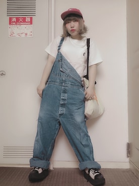「アイテム（サロペット/オーバーオール）」を使った、fuka_the_endさん（レディース・150cm・20代）の夏コーディネート