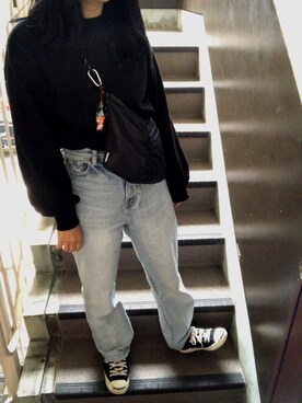 「TODAYFUL（トゥデイフル）のポケットナイロンサコッシュ（ボディバッグ/ウエストポーチ）」を使った、萌梨さん（レディース・160cm）の秋コーディネート