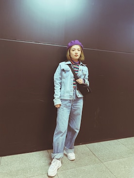 「Champion（チャンピオン）のアイテム（ハンチング/ベレー帽）」を使った、夏小正さん（レディース・155cm）の秋コーディネート