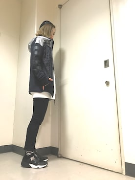 「DIESEL（ディーゼル）のアイテム（ナイロンジャケット）」を使った、kayoさん（レディース・162cm）の冬コーディネート