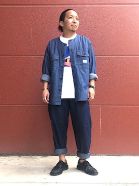 「SMITH'S（スミス）のアイテム（トップス）」を使った、coenたぐちさん（メンズ・157cm）の夏コーディネート