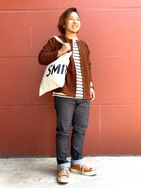 「SMITH'S（スミス）のアイテム（バッグ）」を使った、coenたぐちさん（メンズ・157cm）の秋コーディネート