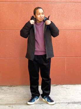 「USAコットン」｜「アイテム（スウェット）」を使った、coenたぐちさん（メンズ・157cm）の冬コーディネート
