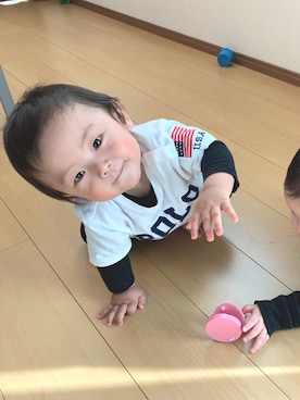 「POLO RALPH LAUREN（ポロ ラルフ ローレン）のアイテム」を使った、rintyさん（キッズ・70cm）の春コーディネート
