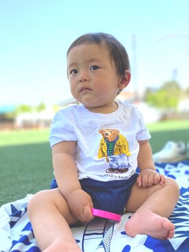 「POLO RALPH LAUREN（ポロ ラルフ ローレン）のアイテム」を使った、rintyさん（キッズ・70cm）の春コーディネート