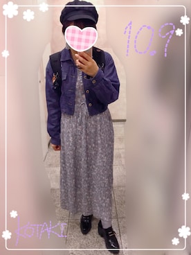 「w closet」｜「アイテム（デニムジャケット）」を使った、KOTAKIさん（レディース・150cm）の秋コーディネート