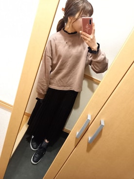 「スウェットトップス」｜「アイテム（スカート）」を使った、m i k u ＊さん（レディース・161cm）の冬コーディネート