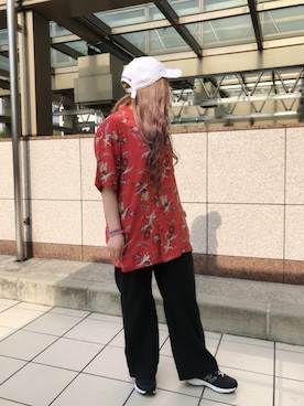 「AVIREX（アヴィレックス）のアイテム」を使った、Macoさん（レディース・154cm）の夏コーディネート